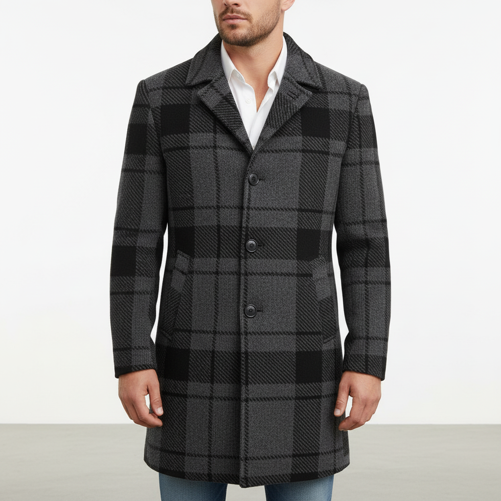 Gabriel | Polished Checked Tailored Mens Coats Overcoat