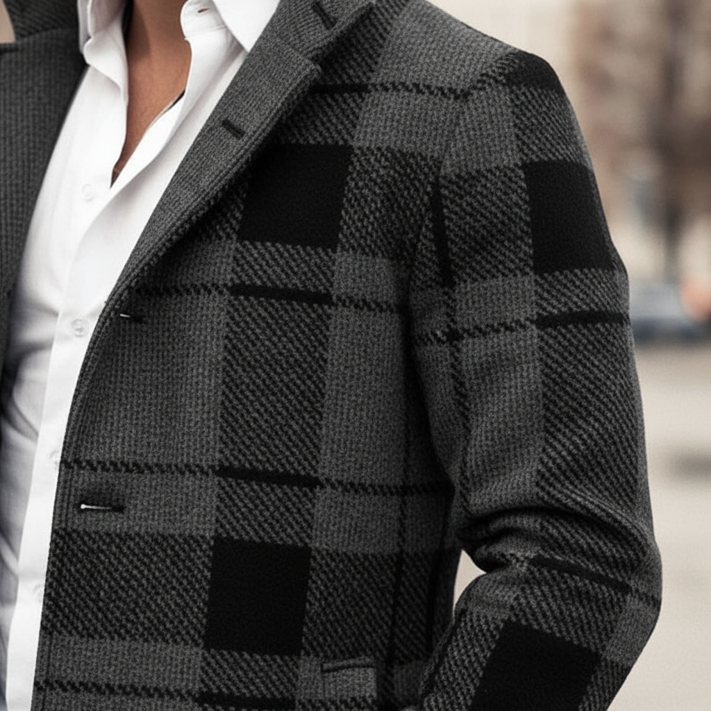 Gabriel | Polished Checked Tailored Mens Coats Overcoat