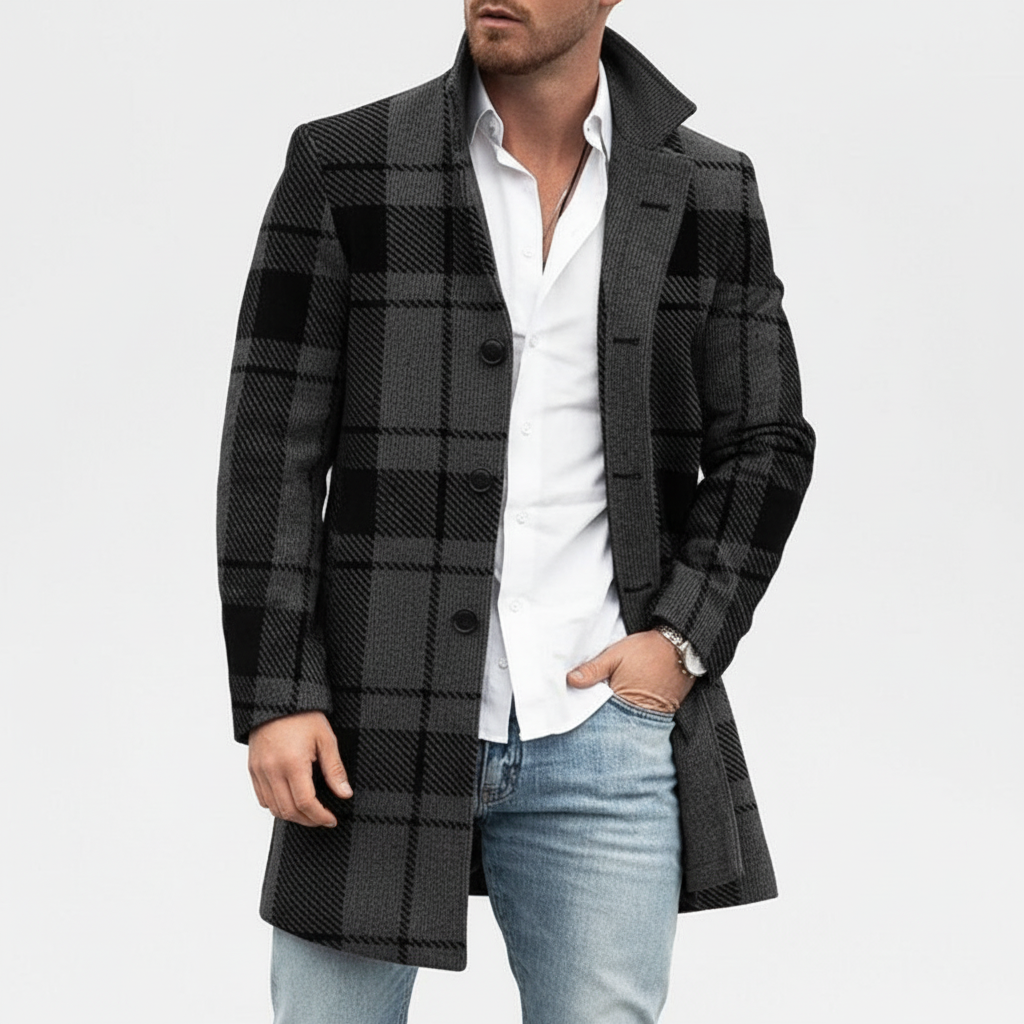 Gabriel | Polished Checked Tailored Mens Coats Overcoat