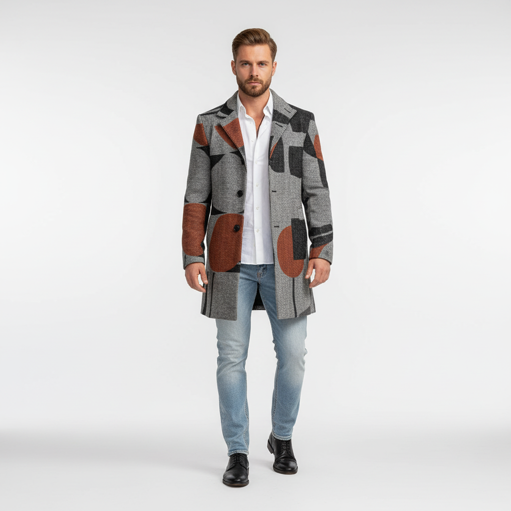 Gabriel | Polished Checked Tailored Mens Coats Overcoat