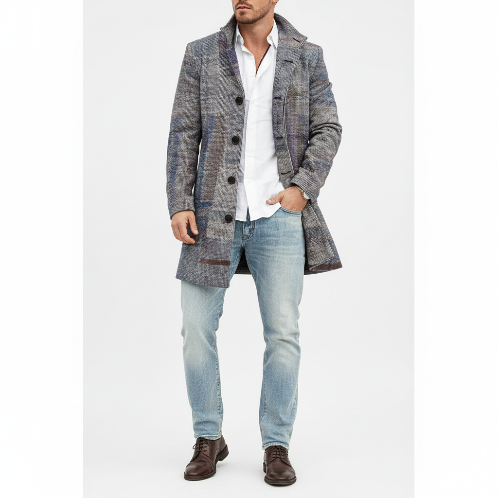 Gabriel | Polished Checked Tailored Mens Coats Overcoat