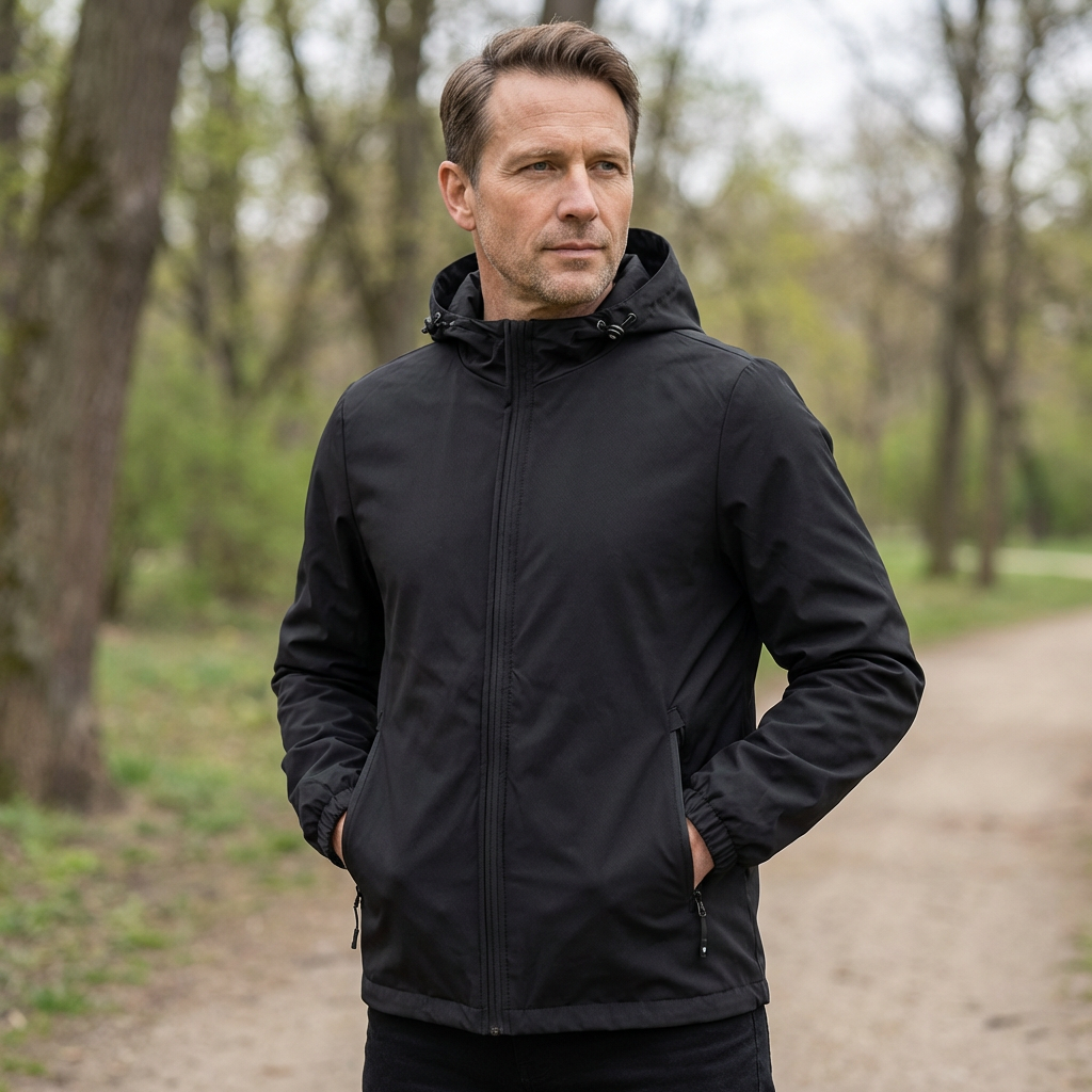 Gabriel | Polished Hooded Waterproof Jacket with Zip Pockets