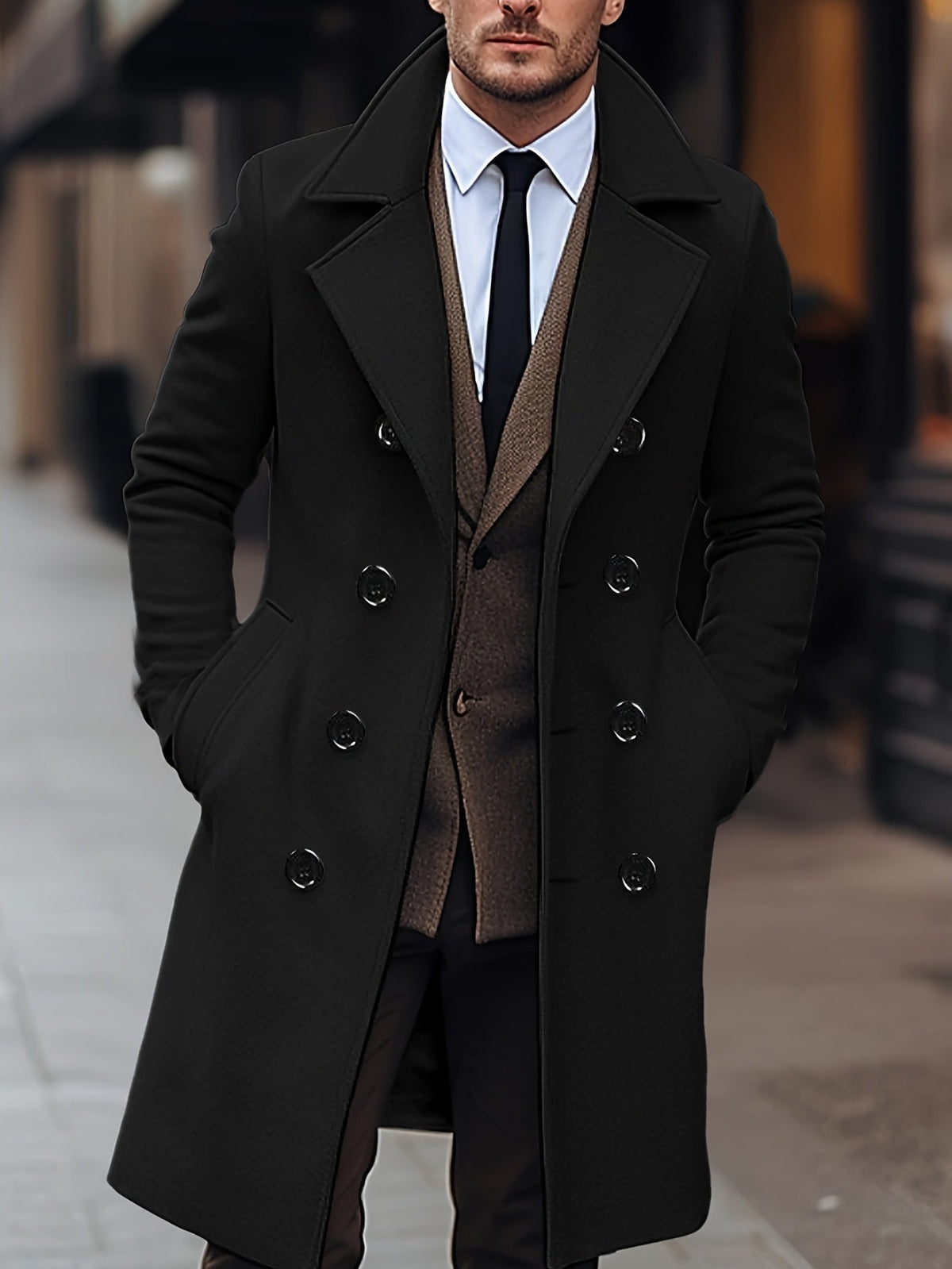Gabriel | Refined Double-Breasted Tailored Mens Overcoat