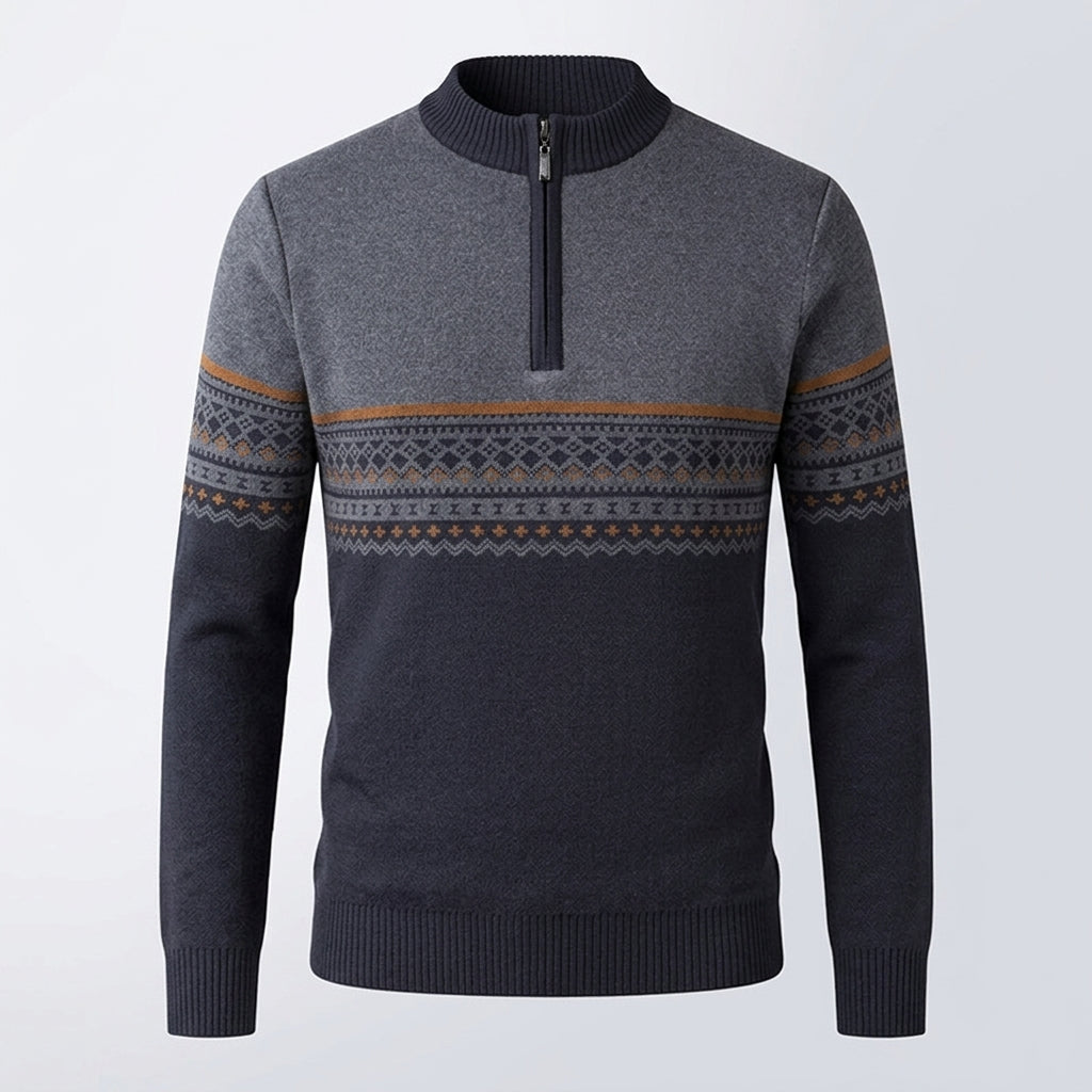 George | Polished Fair Isle Half-Zip Mens Knit Jumper