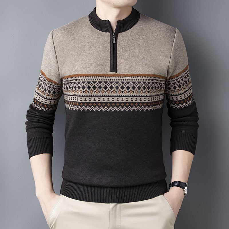 George | Polished Fair Isle Half-Zip Mens Knit Jumper