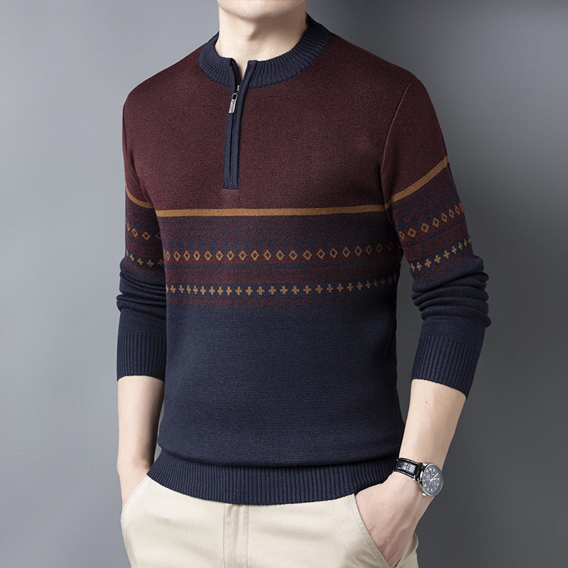 George | Polished Fair Isle Half-Zip Mens Knit Jumper