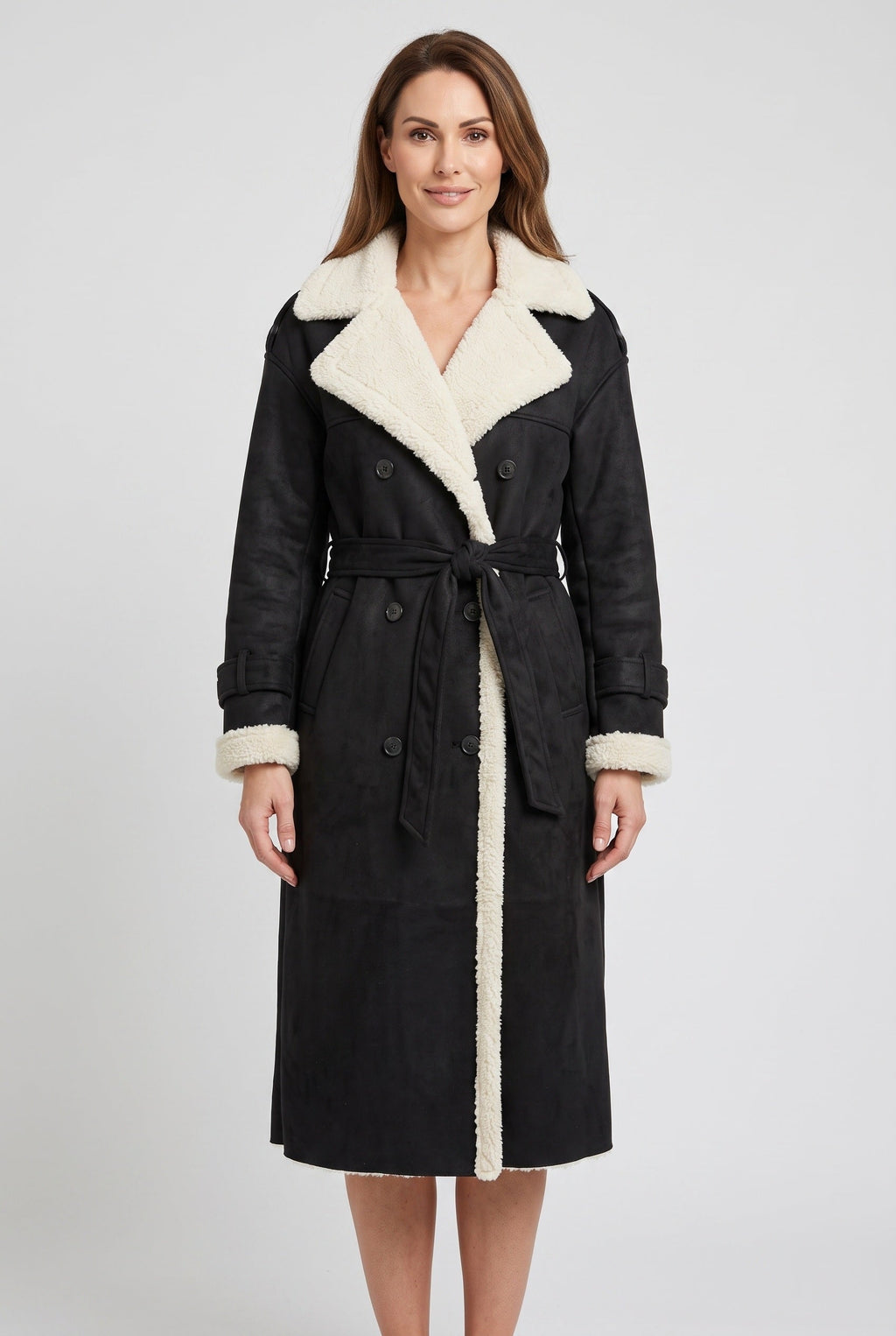 Grace | Graceful Longline Belted Faux Fur Coat
