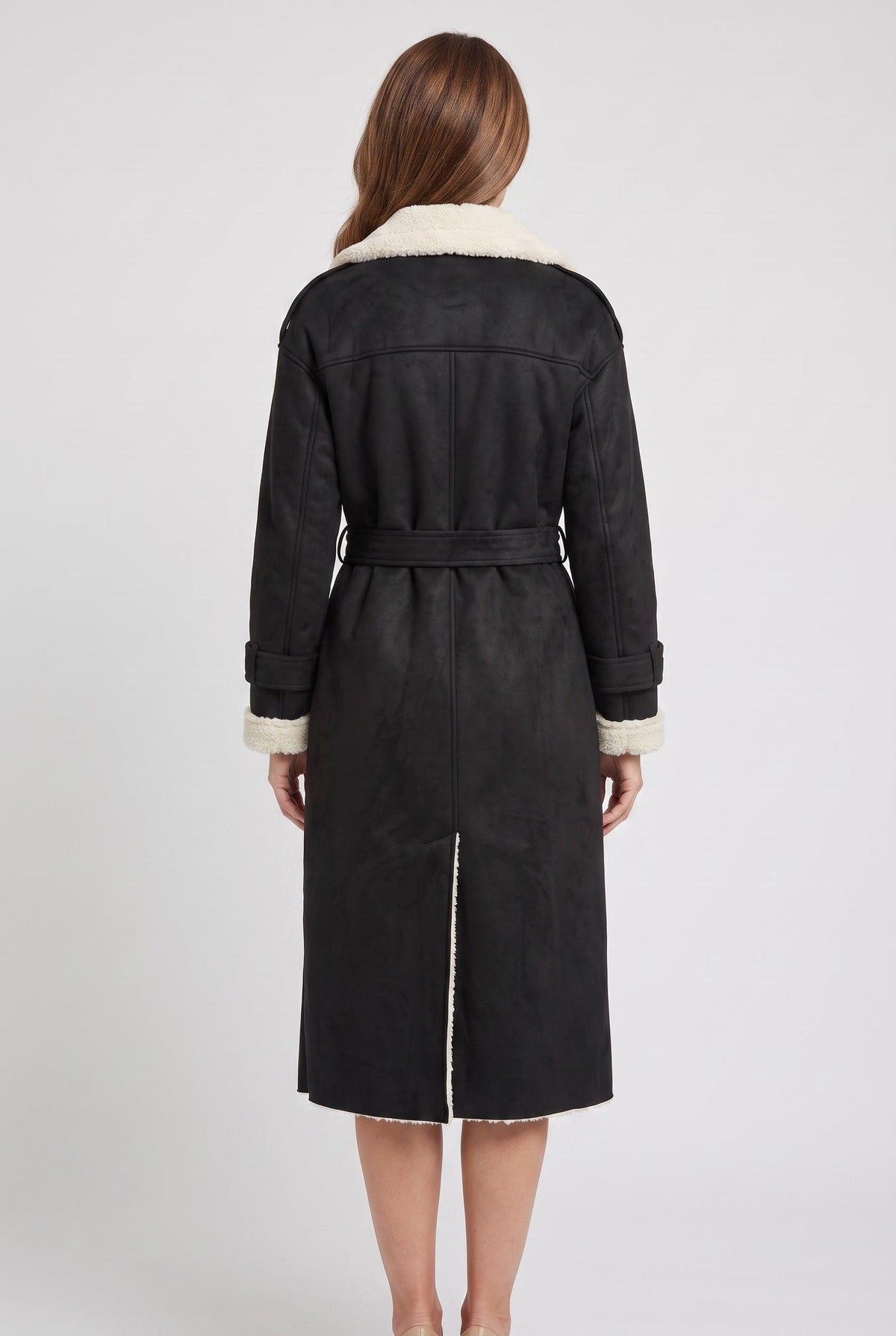 Grace | Graceful Longline Belted Faux Fur Coat