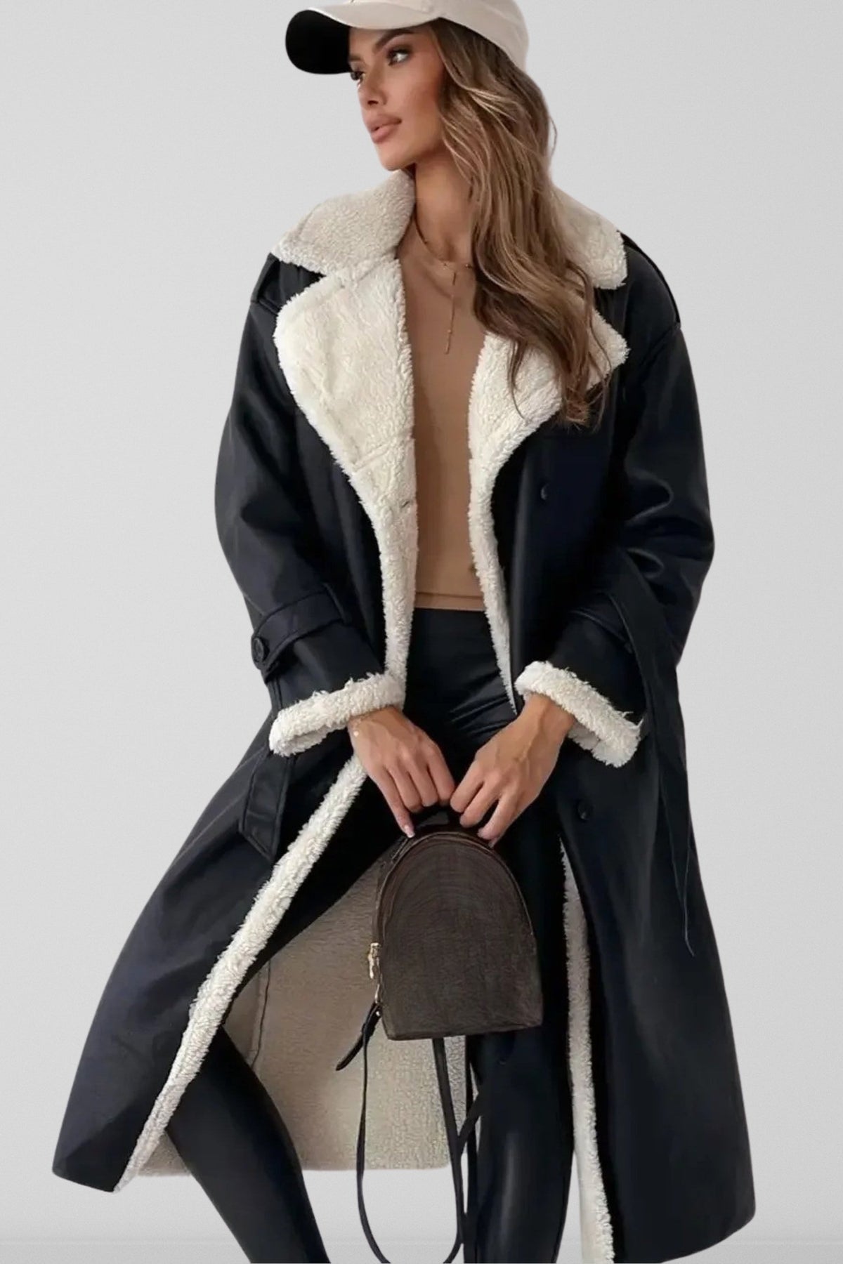Grace | Graceful Longline Belted Faux Fur Coat