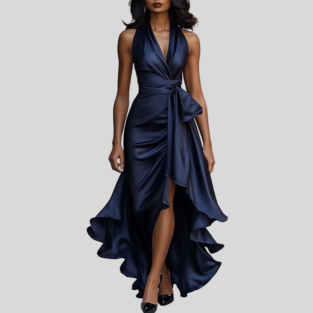Grace | Polished Satin Wrap Christmas Dress
