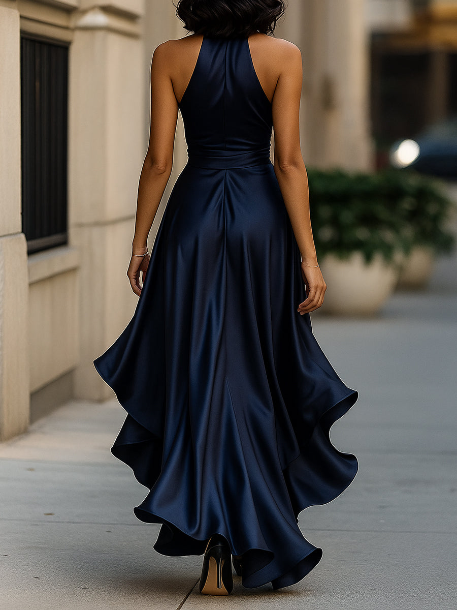 Grace | Polished Satin Wrap Christmas Dress