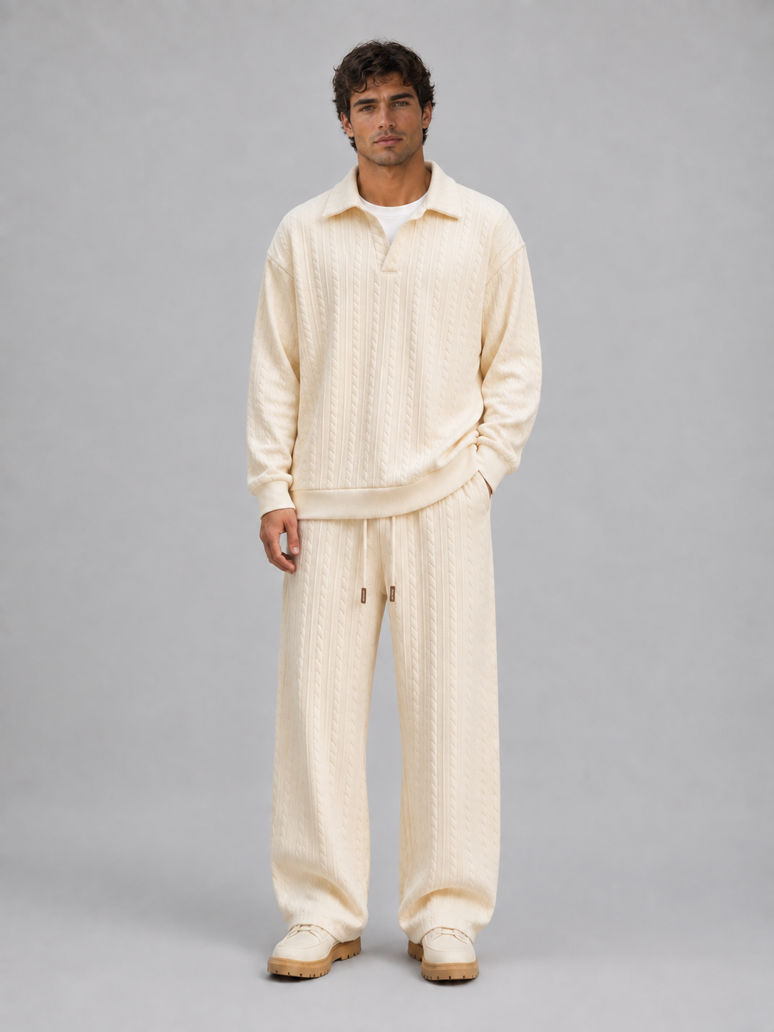 Grayson | Stylish Cable Knit Two-Piece Tracksuit Set