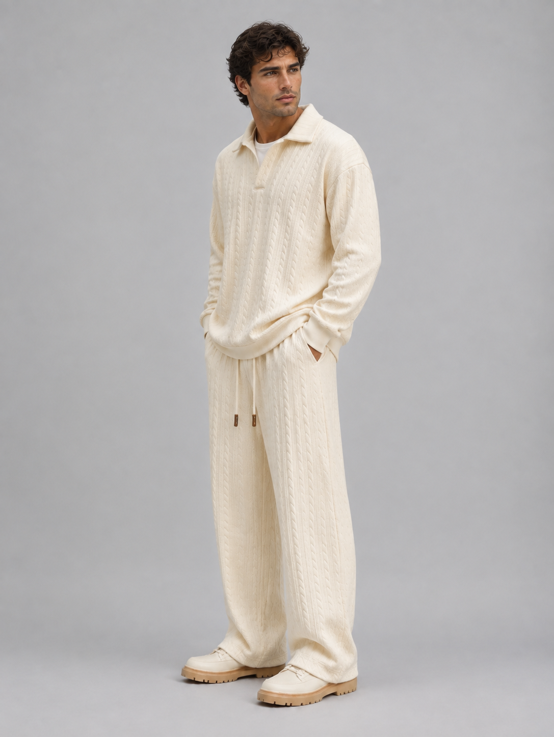 Grayson | Stylish Cable Knit Two-Piece Tracksuit Set