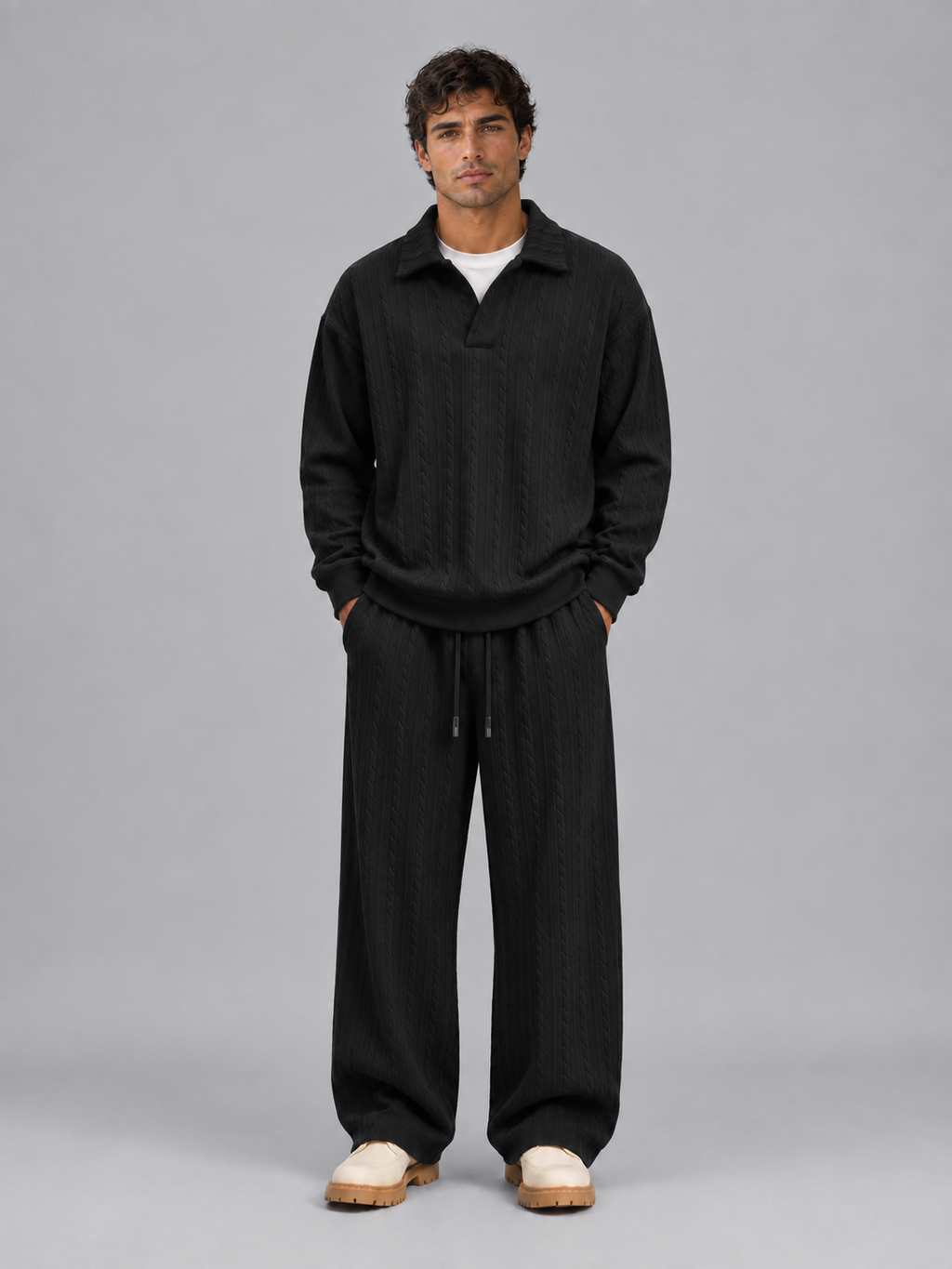 Grayson | Stylish Cable Knit Two-Piece Tracksuit Set