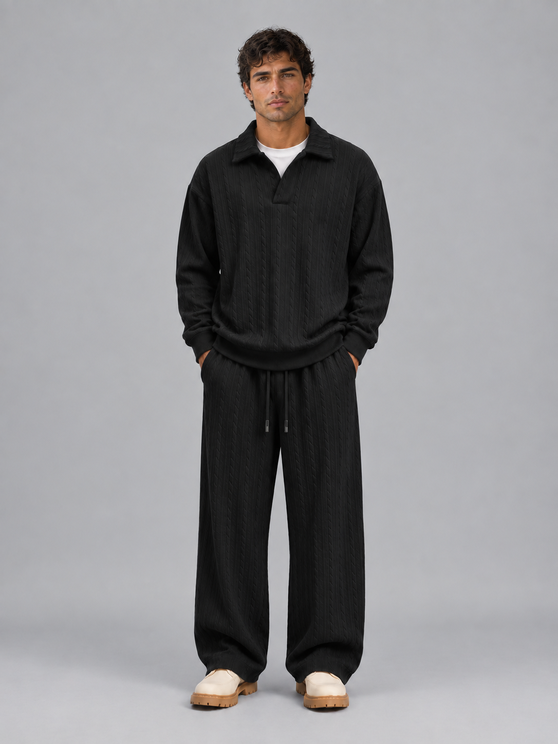 Grayson | Stylish Cable Knit Two-Piece Tracksuit Set