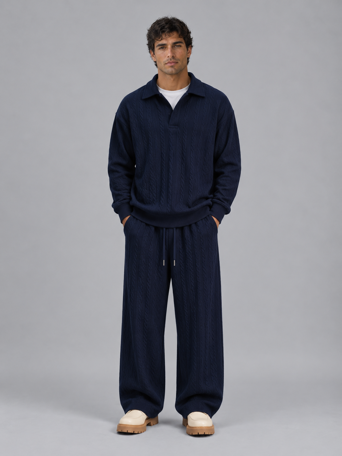 Grayson | Stylish Cable Knit Two-Piece Tracksuit Set
