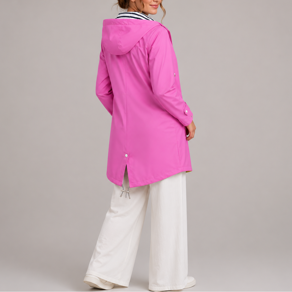 Hallie | Chic Hooded Waterproof Rain Jacket with Drawstring Waist