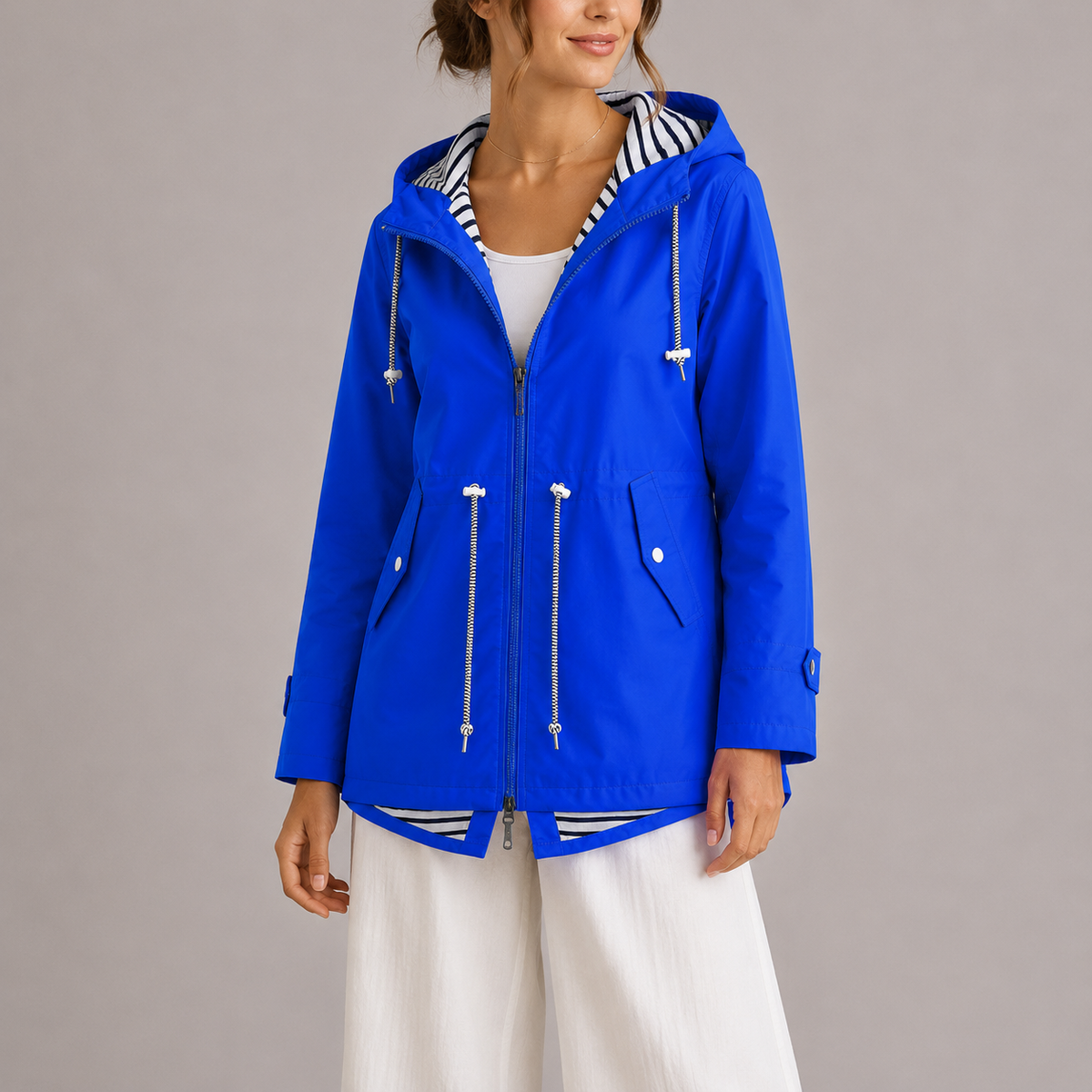 Hallie | Chic Hooded Waterproof Rain Jacket with Drawstring Waist