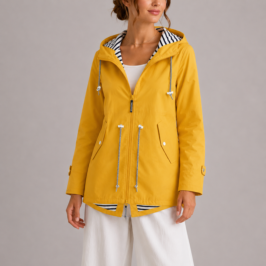 Hallie | Chic Hooded Waterproof Rain Jacket with Drawstring Waist