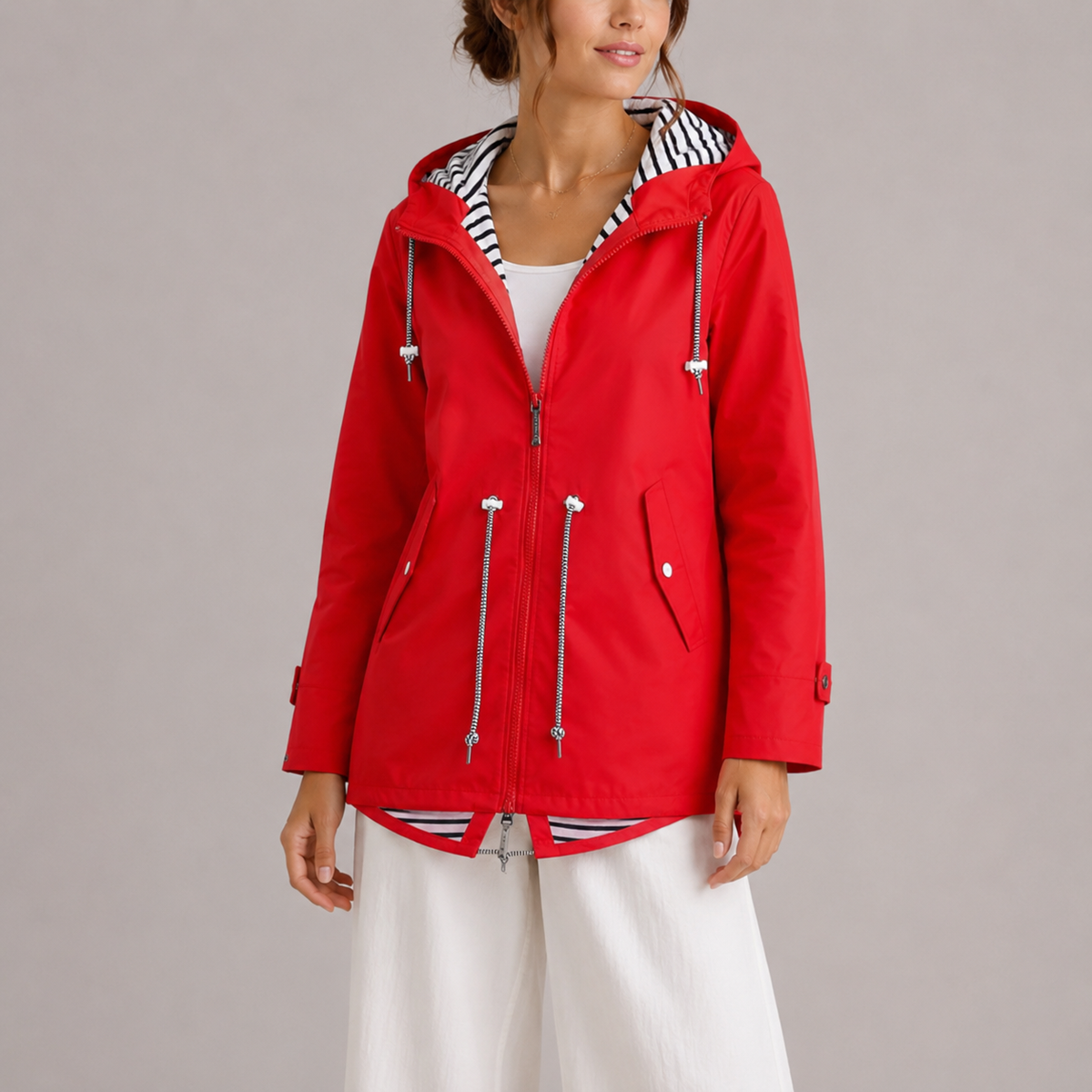 Hallie | Chic Hooded Waterproof Rain Jacket with Drawstring Waist