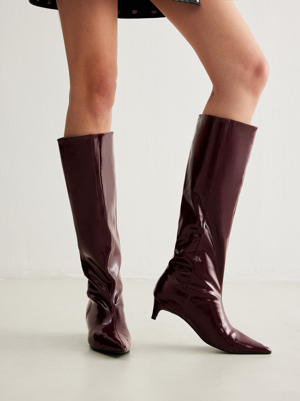 Hallie | Elegant Kitten Heel Knee High Boots