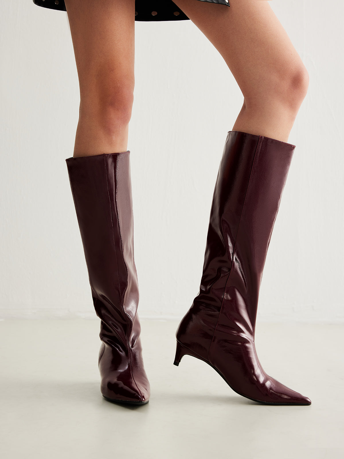 Hallie | Elegant Kitten Heel Knee High Boots