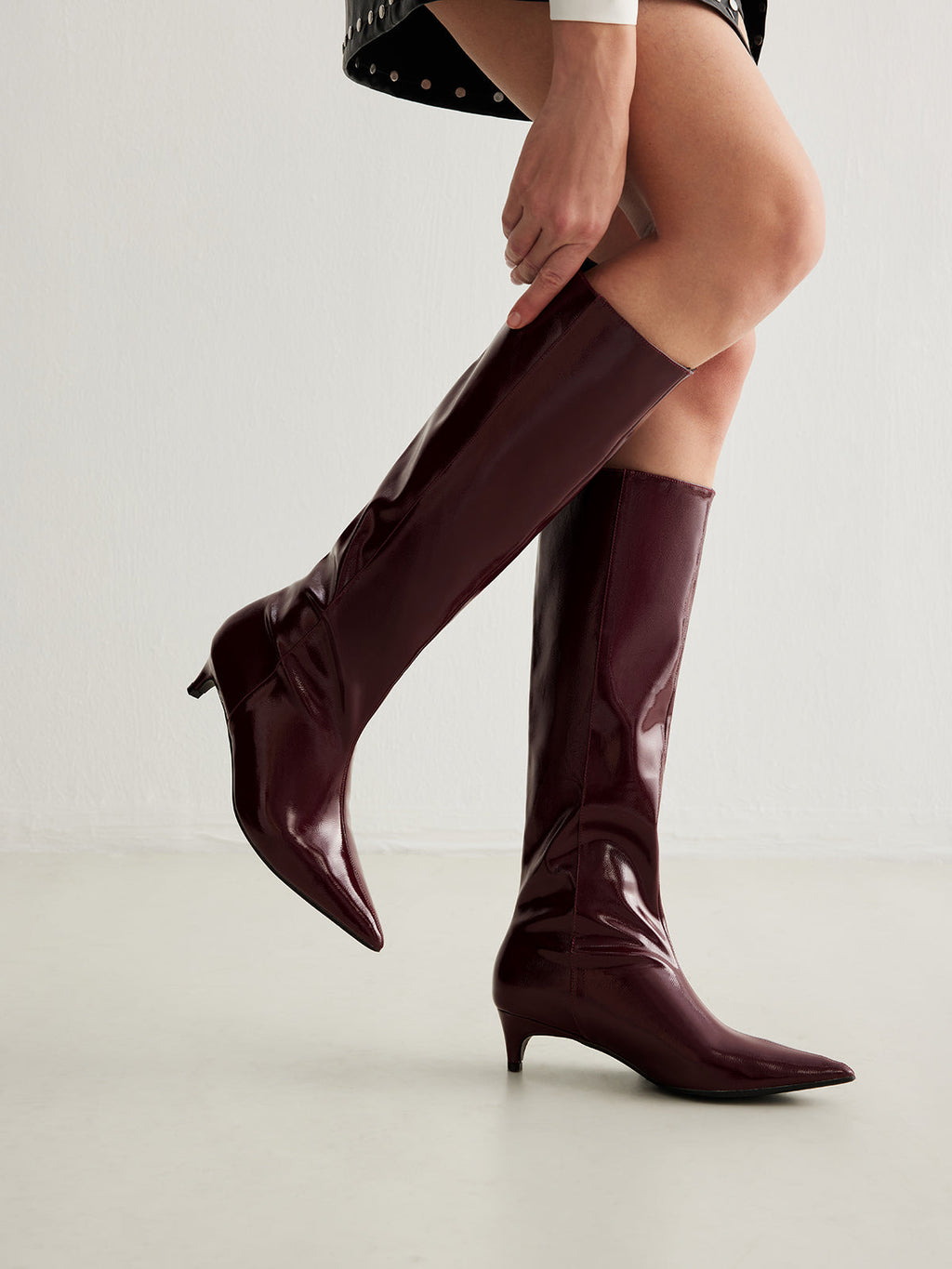 Hallie | Elegant Kitten Heel Knee High Boots