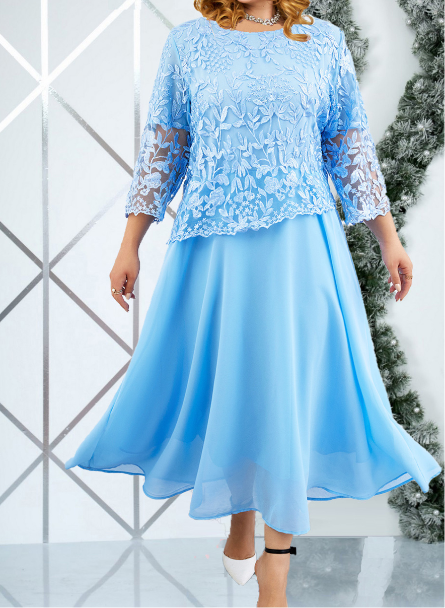 Hallie | Graceful Lace Overlay Maxi Cocktail Dress
