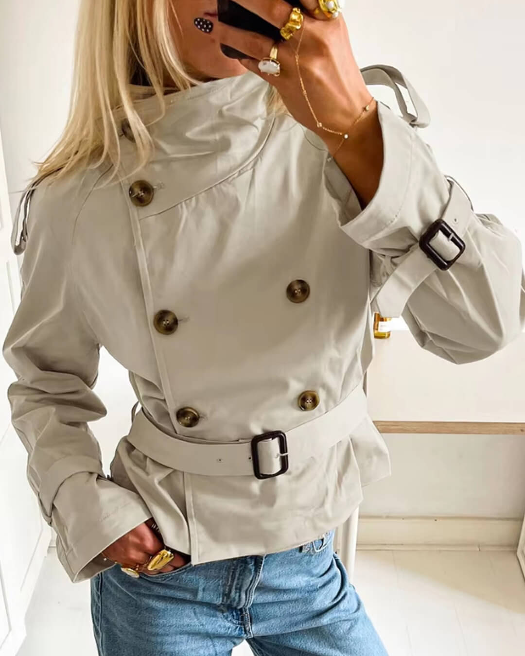 Hallie | Timeless Cropped Belted Trench Coat