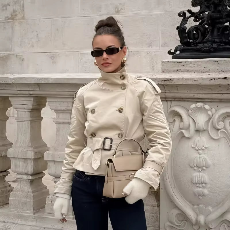 Hallie | Timeless Cropped Belted Trench Coat