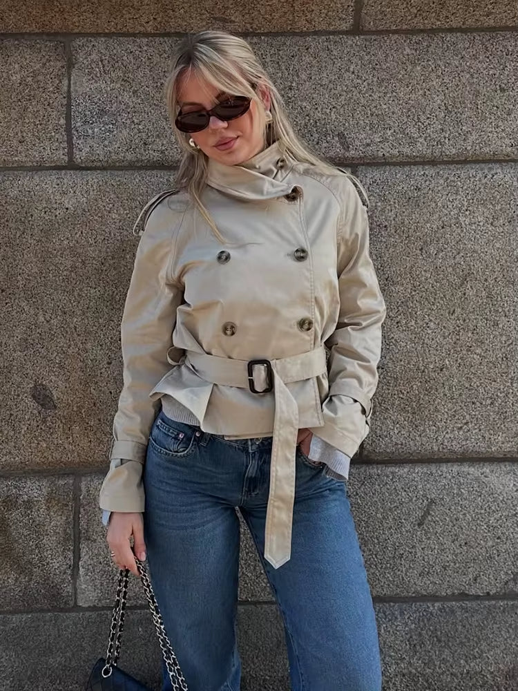 Hallie | Timeless Cropped Belted Trench Coat