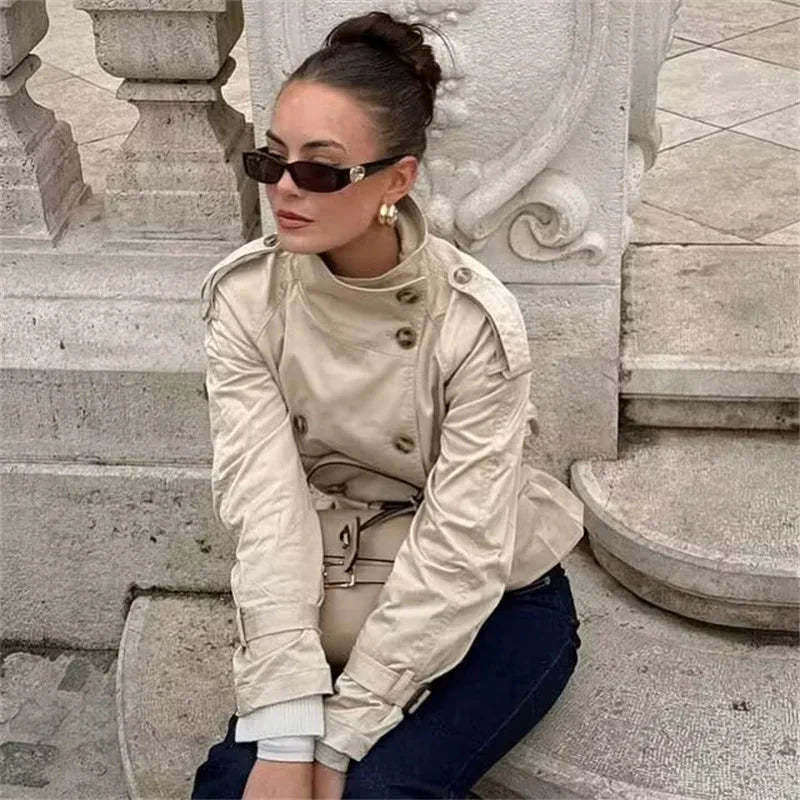 Hallie | Timeless Cropped Belted Trench Coat