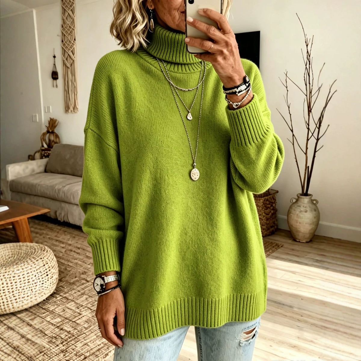 Hannah | Relaxed Oversized Ribbed Turtleneck Sweater