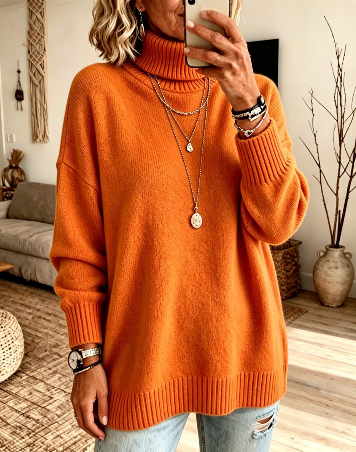 Hannah | Relaxed Oversized Ribbed Turtleneck Sweater