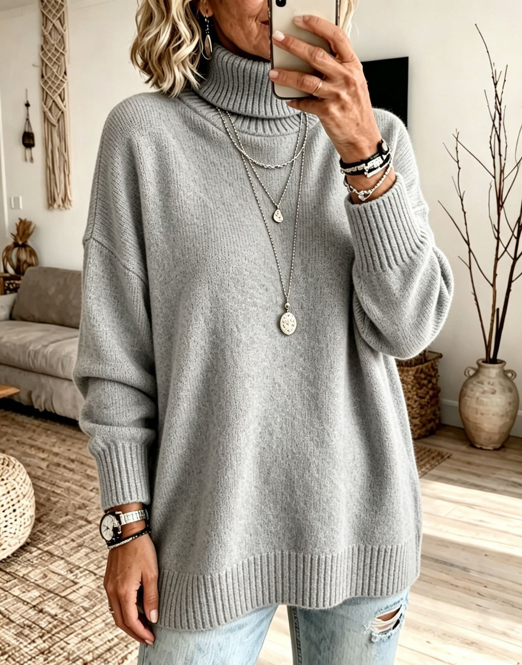 Hannah | Relaxed Oversized Ribbed Turtleneck Sweater