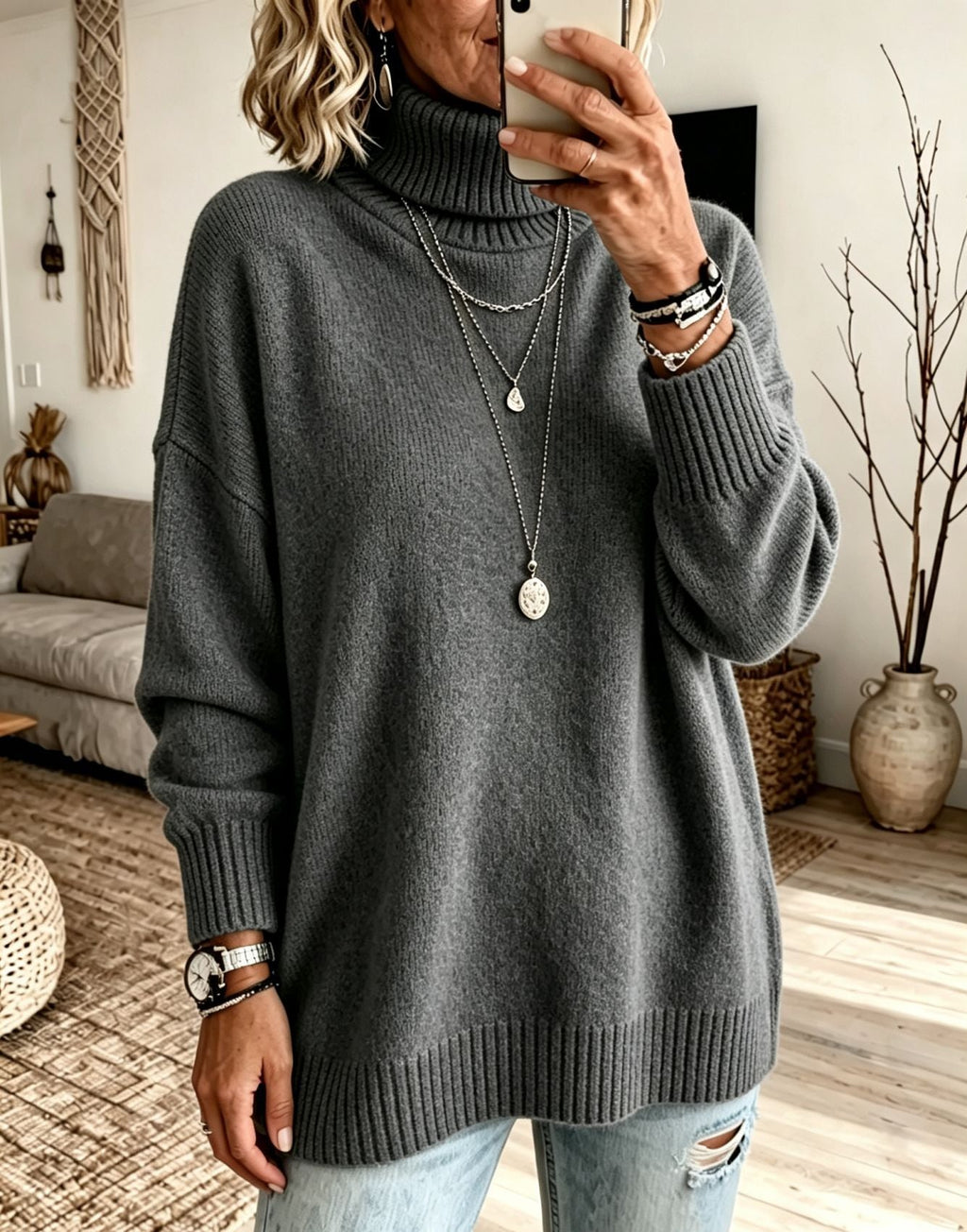 Hannah | Relaxed Oversized Ribbed Turtleneck Sweater