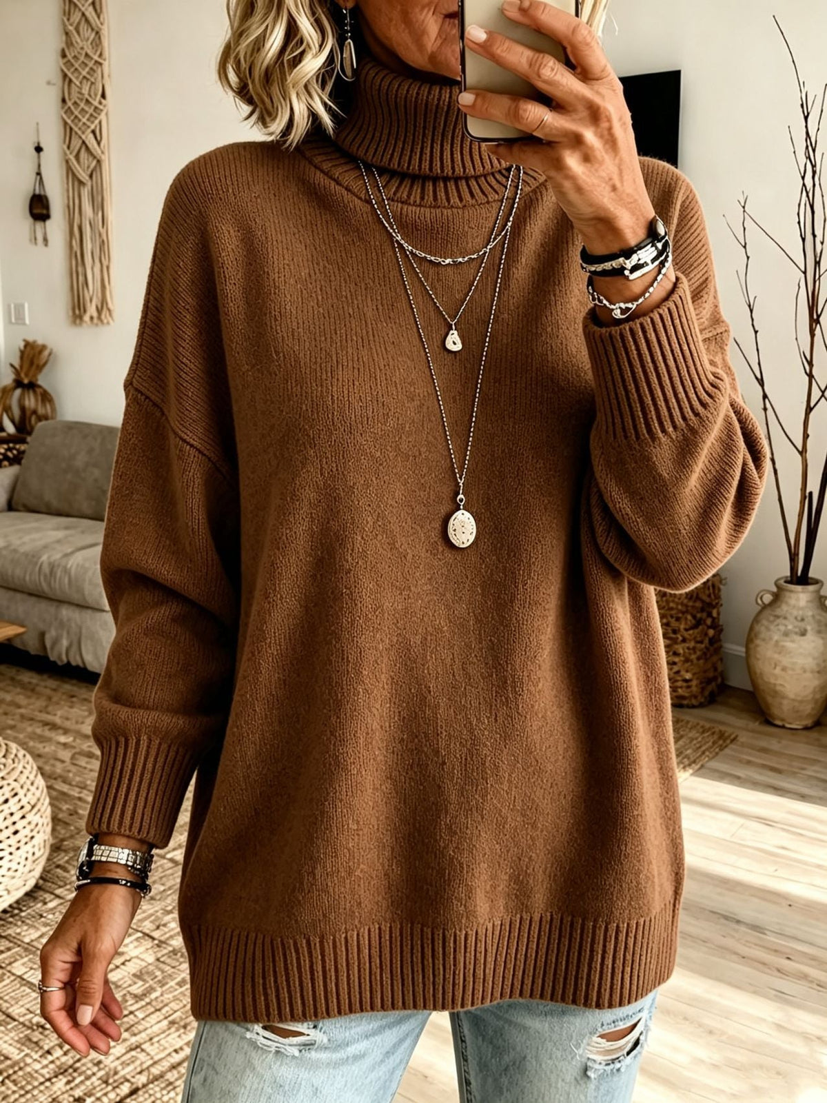 Hannah | Relaxed Oversized Ribbed Turtleneck Sweater