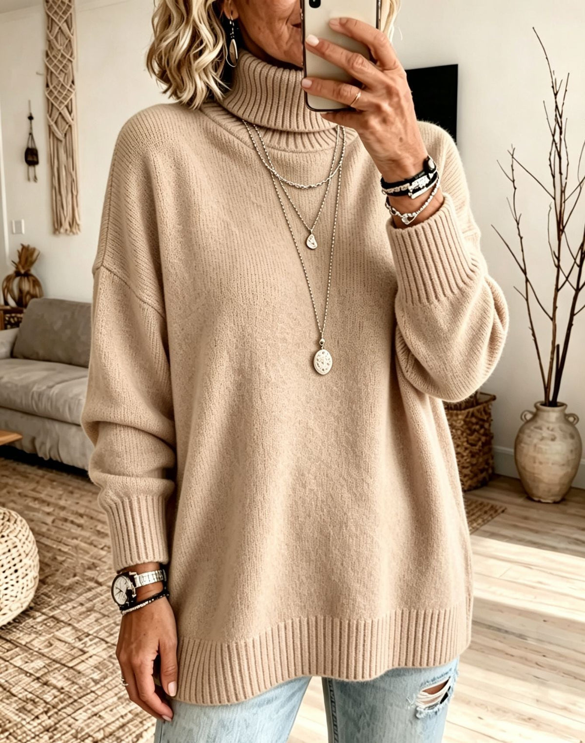 Hannah | Relaxed Oversized Ribbed Turtleneck Sweater