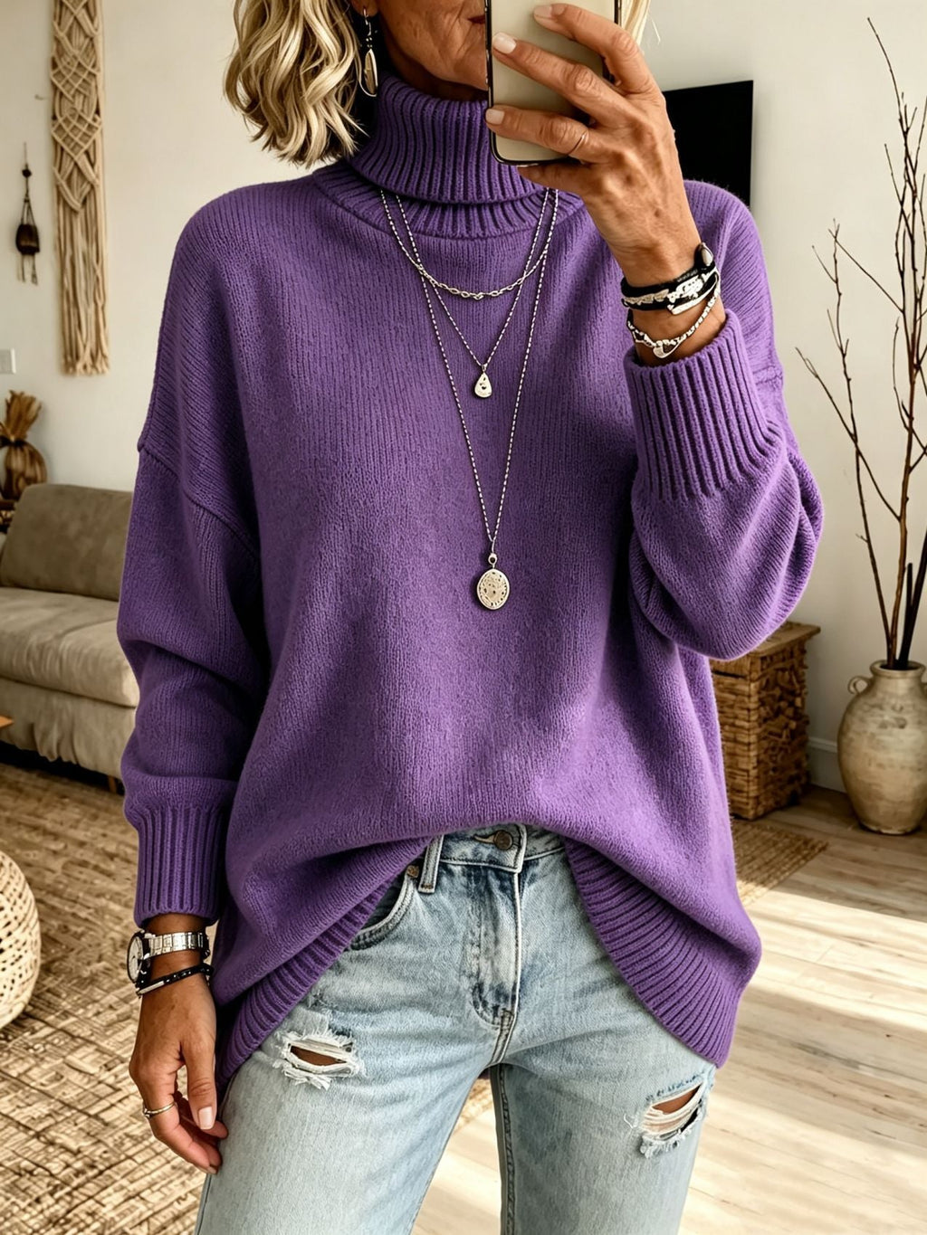 Hannah | Relaxed Oversized Ribbed Turtleneck Sweater