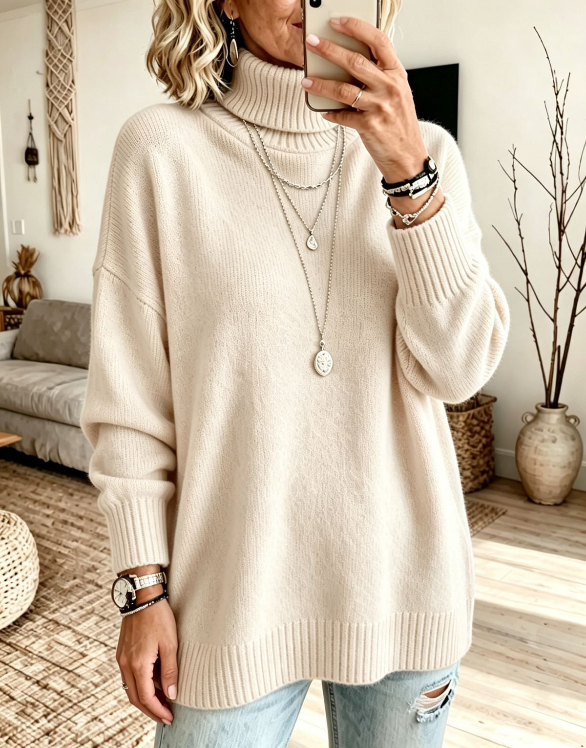 Hannah | Relaxed Oversized Ribbed Turtleneck Sweater