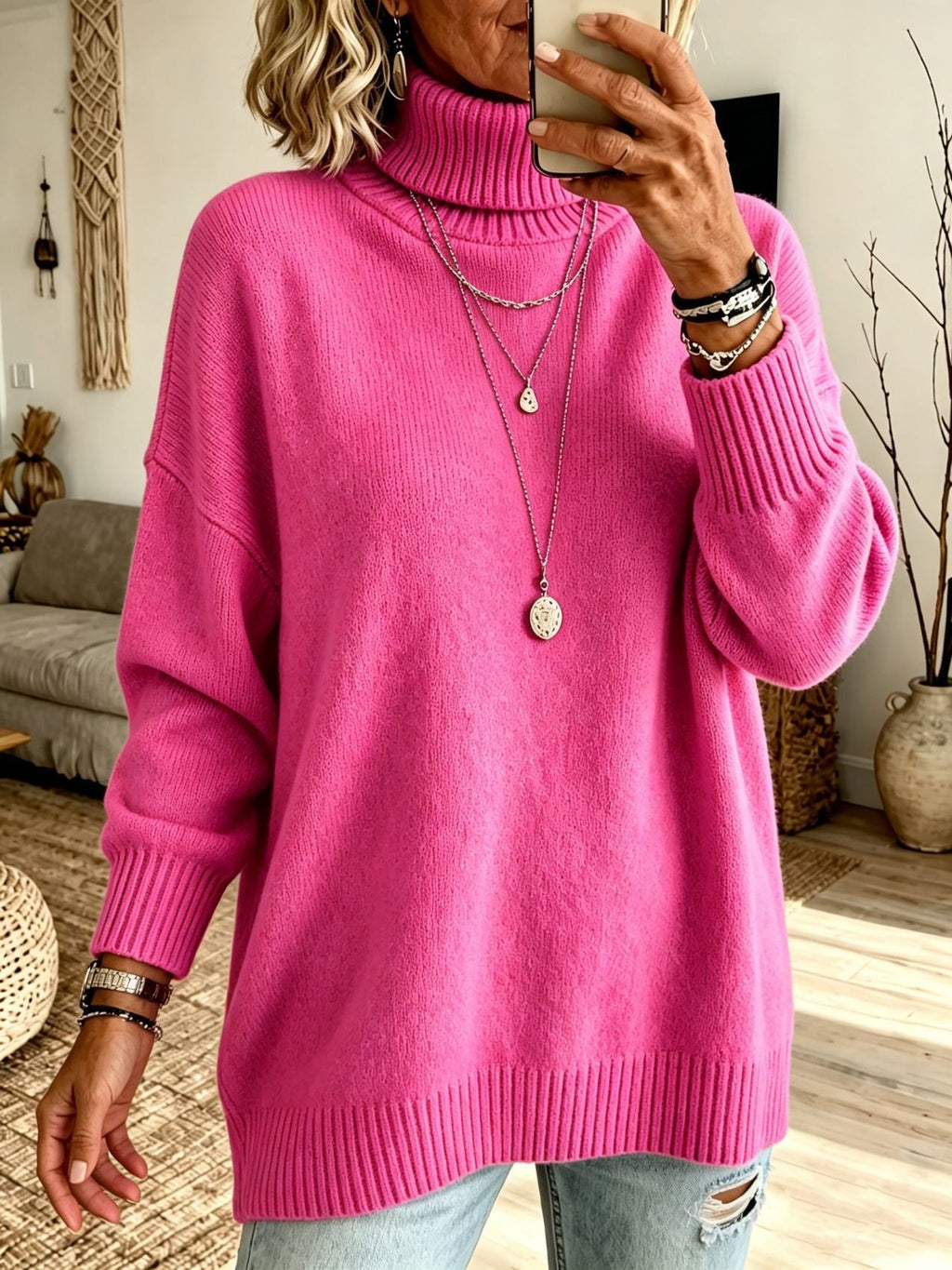 Hannah | Relaxed Oversized Ribbed Turtleneck Sweater