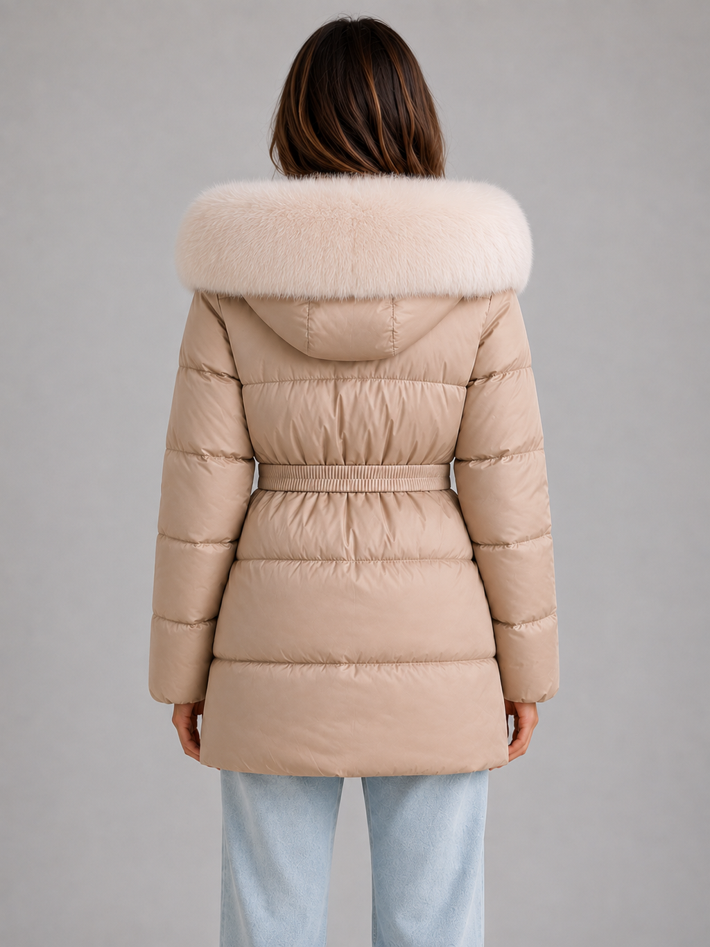 Harper | Belted Hooded Puffer Fur Coats for Women