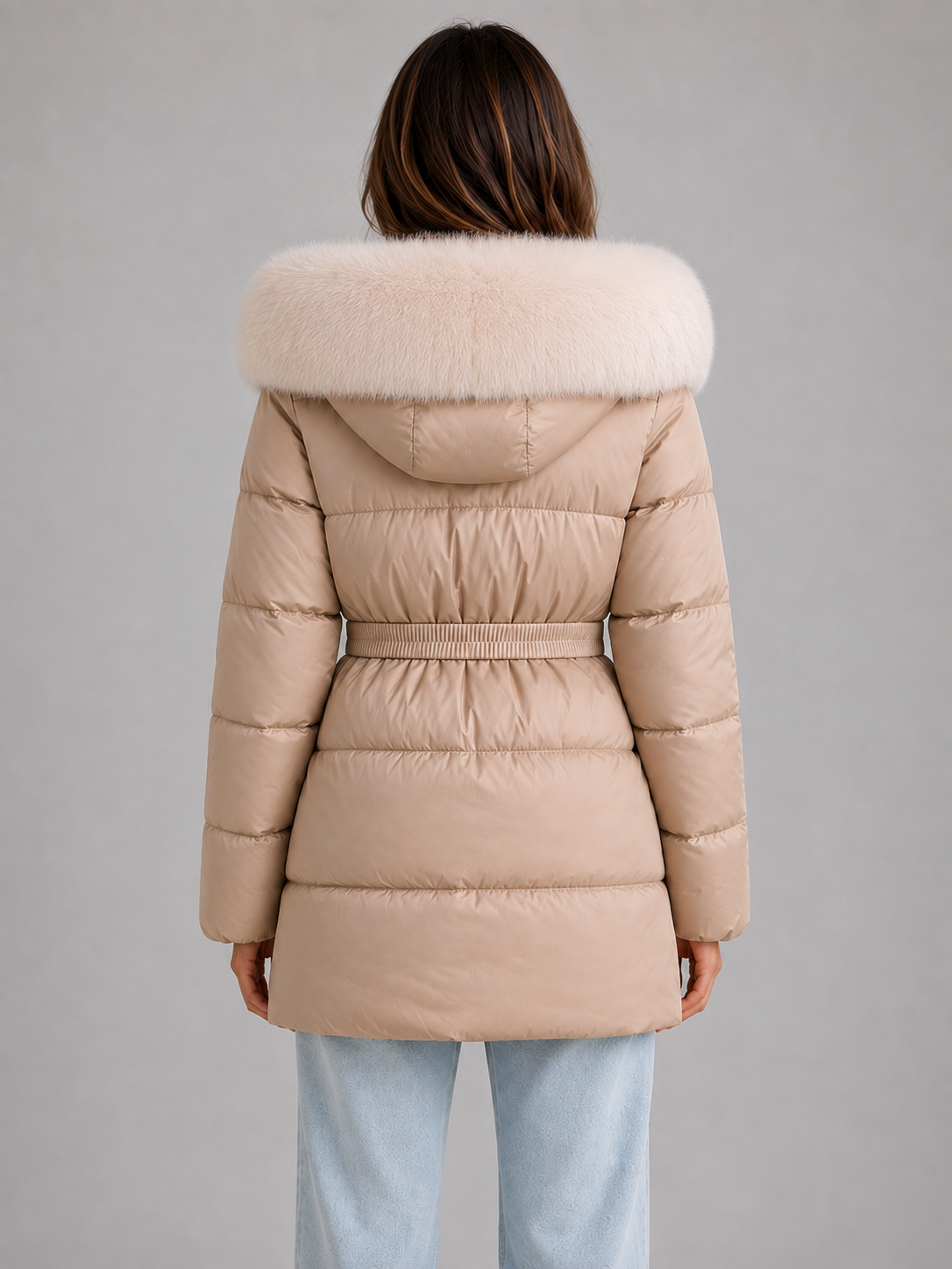 Harper | Belted Hooded Puffer Fur Coats for Women