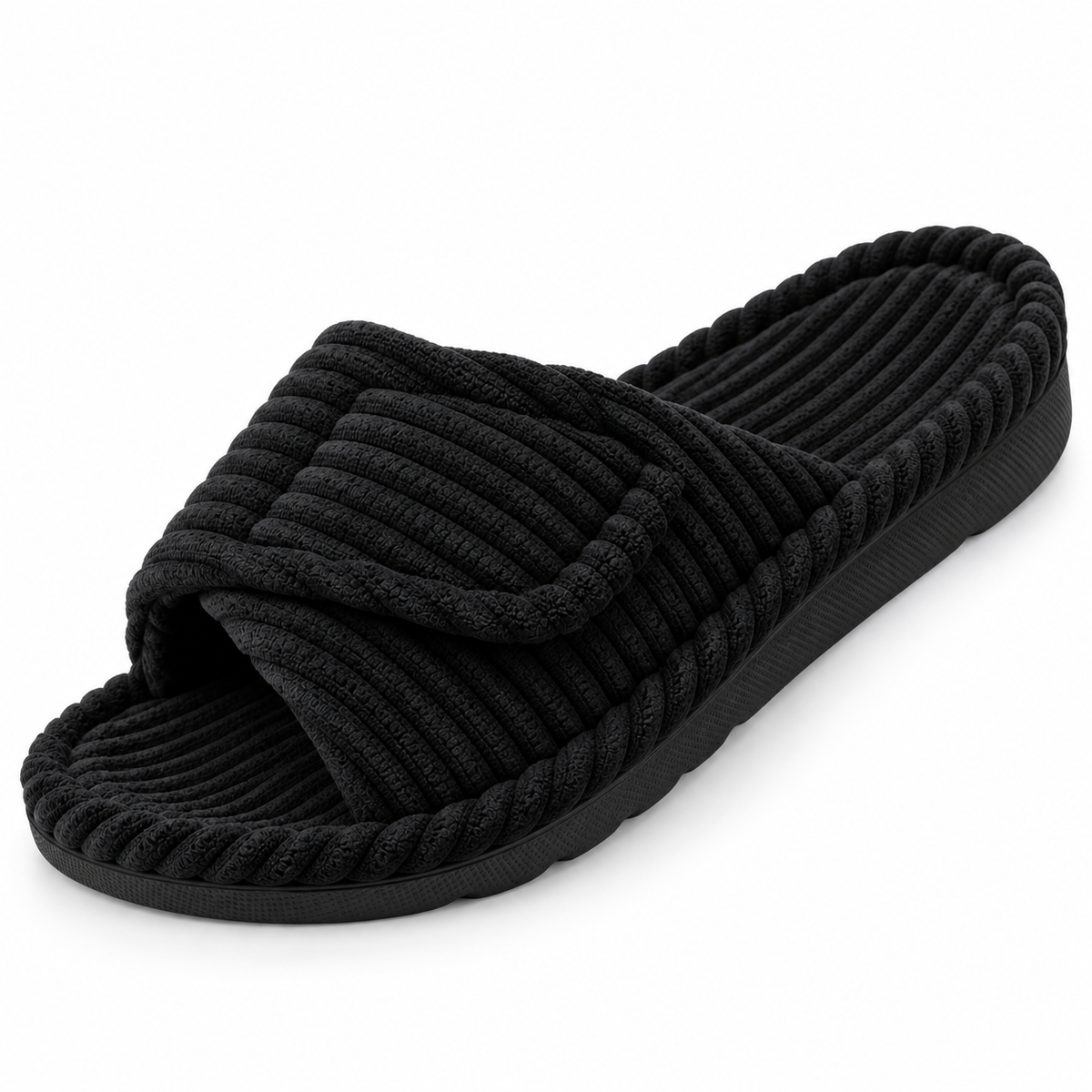 Harper | Graceful Ribbed Corduroy Cross-Strap Slide Slippers