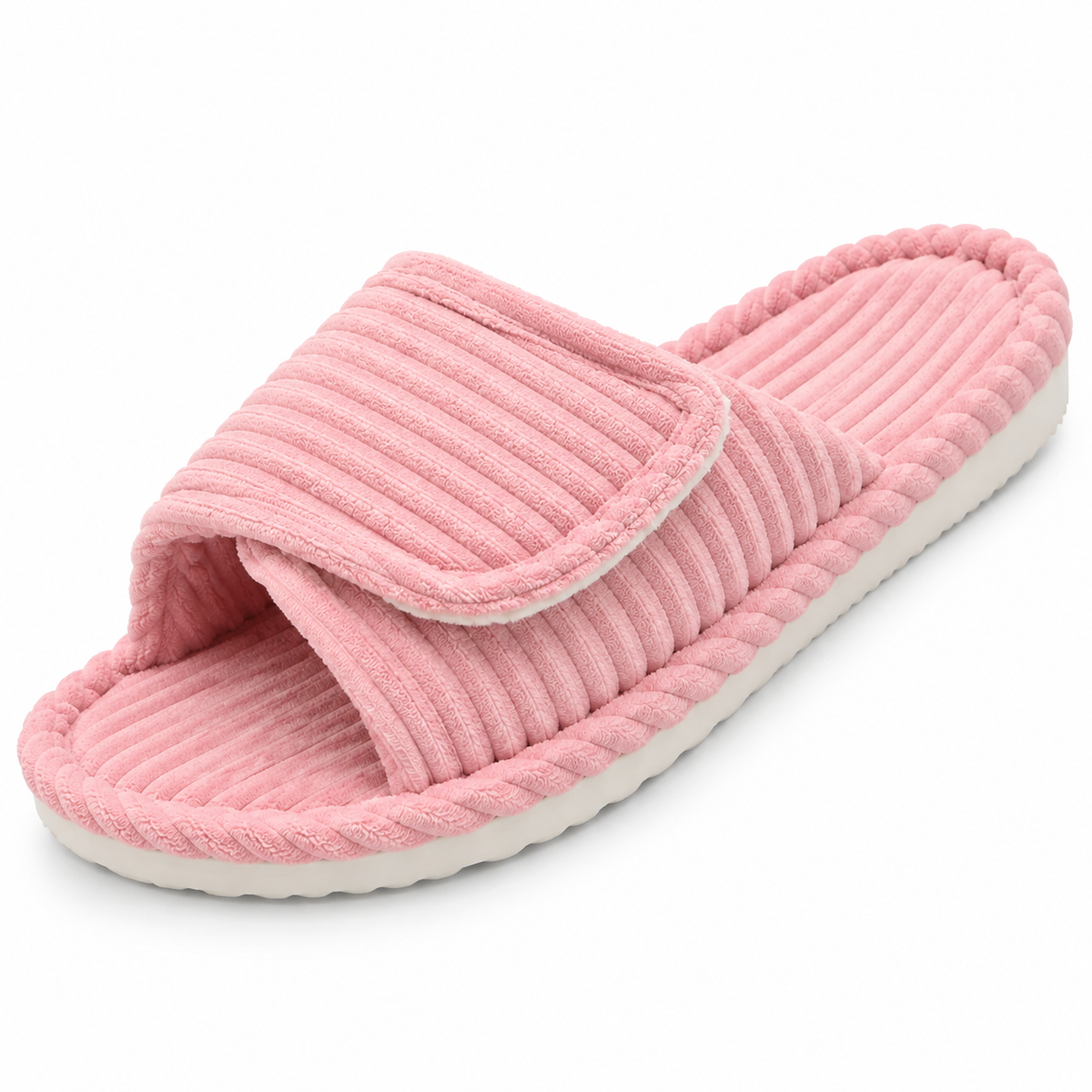 Harper | Graceful Ribbed Corduroy Cross-Strap Slide Slippers