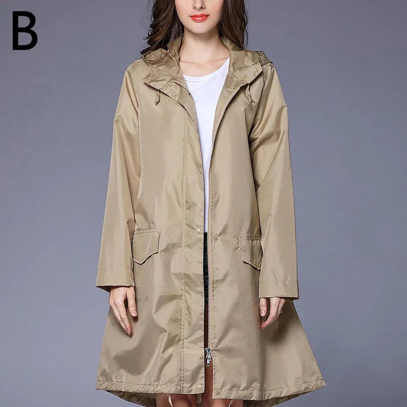 Harper | Polished Longline Hooded Waterproof Jacket