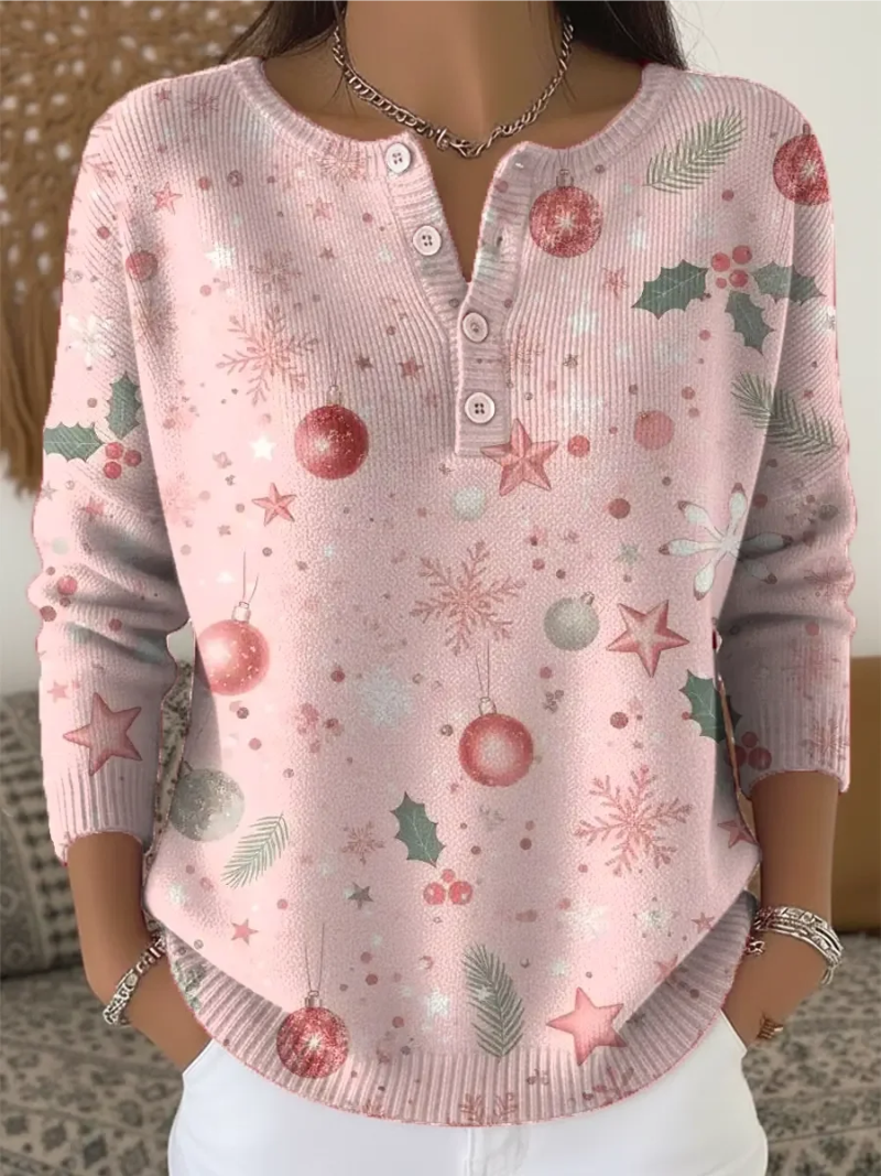 Harriet | Button Neck Christmas Jumper for Women