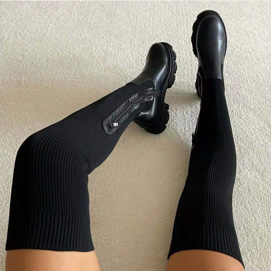 Harriet | Cosy Ribbed Knit Knee High Boots