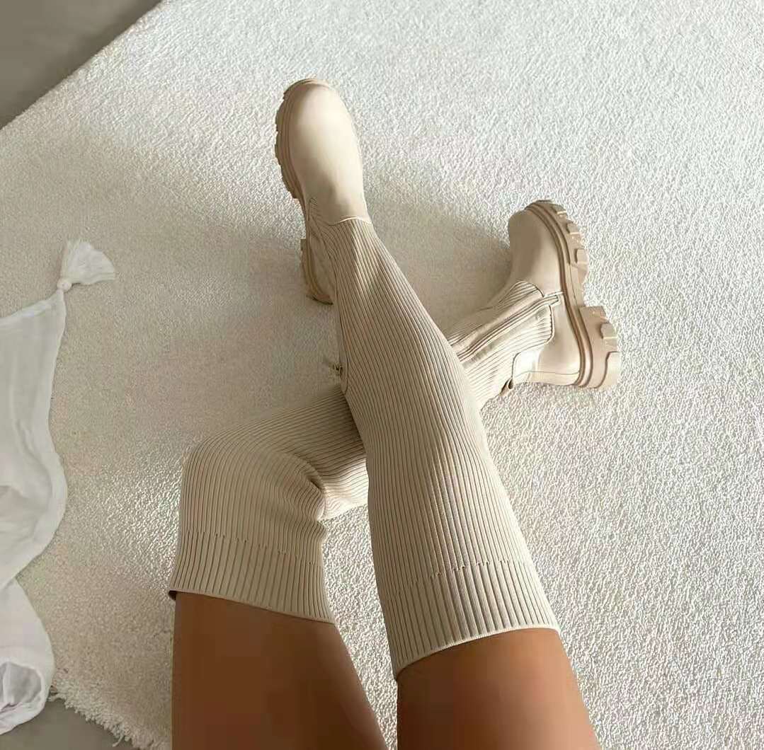 Harriet | Cosy Ribbed Knit Knee High Boots