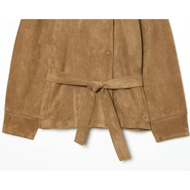 Harriet | Polished Belted Stand-Collar Faux Fur Coat